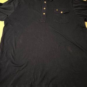 Criquet Men's Large Navy Blue Short Sleeve Polo Organic Cotton 4 Button Front.